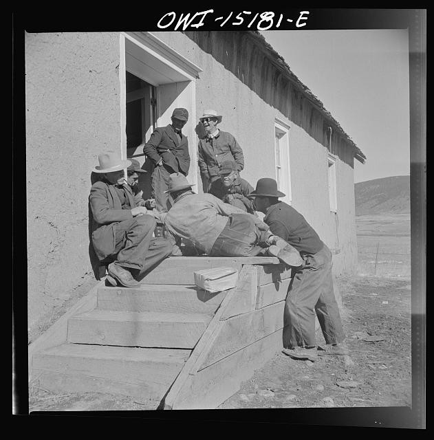 Photo:Chacon New Mexico 1943 Idlers at General Store Men on Steps