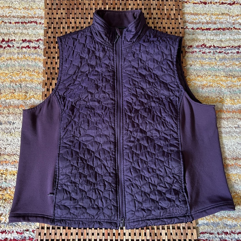 L.L. Bean Primaloft Fleece Lined Full Zip Quilted Puffer Vest Purple Women's 2XL