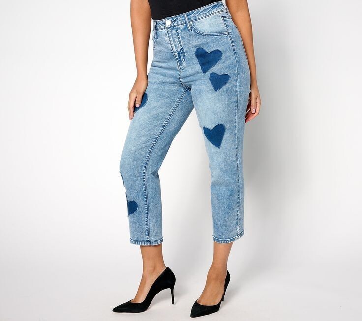 Studio Park x Amy Stran Petite Patch of My Heart Jean Medium Wash Petite 32