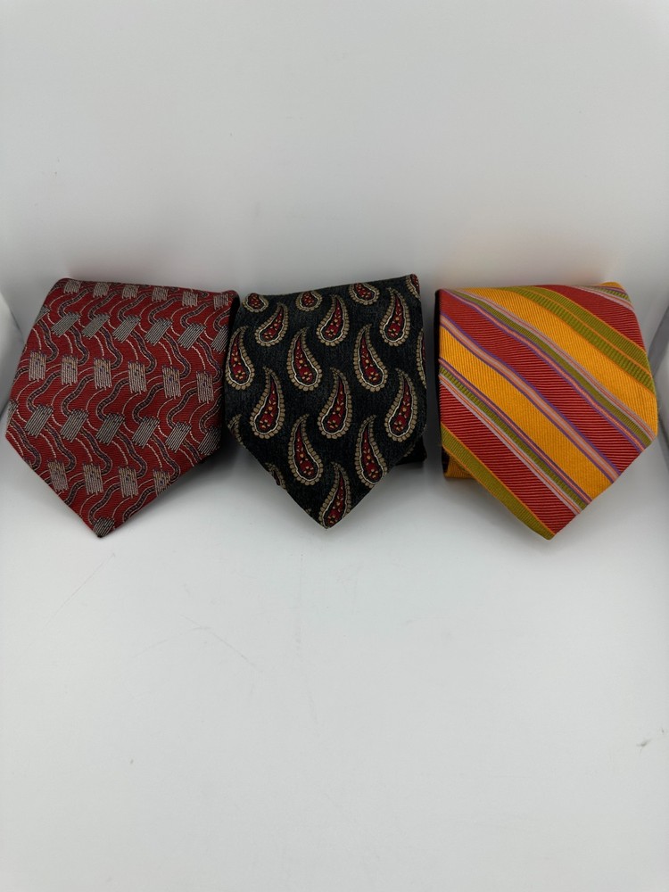 Robert Talbot Studio Silk Ties Lot of 3 Paisley Stripe Geometric USA Made