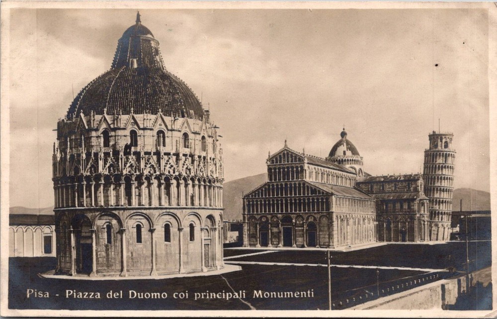 Dr Jim Stamps Postcard Real Photo Piazza Del Duomo Pisa Italy