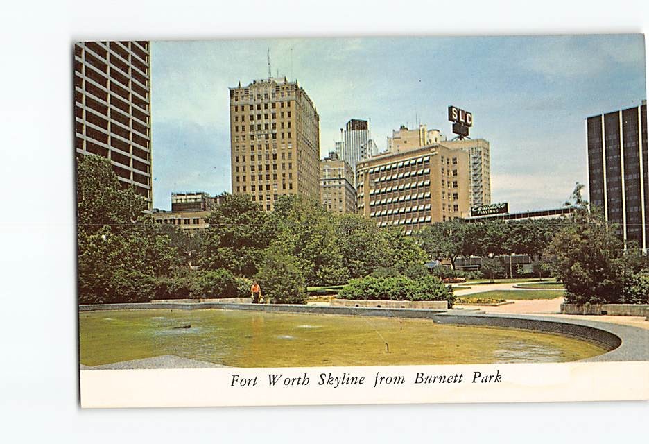 Postcard Fort Worth Skyline from Burnett Park Fort Worth Texas USA