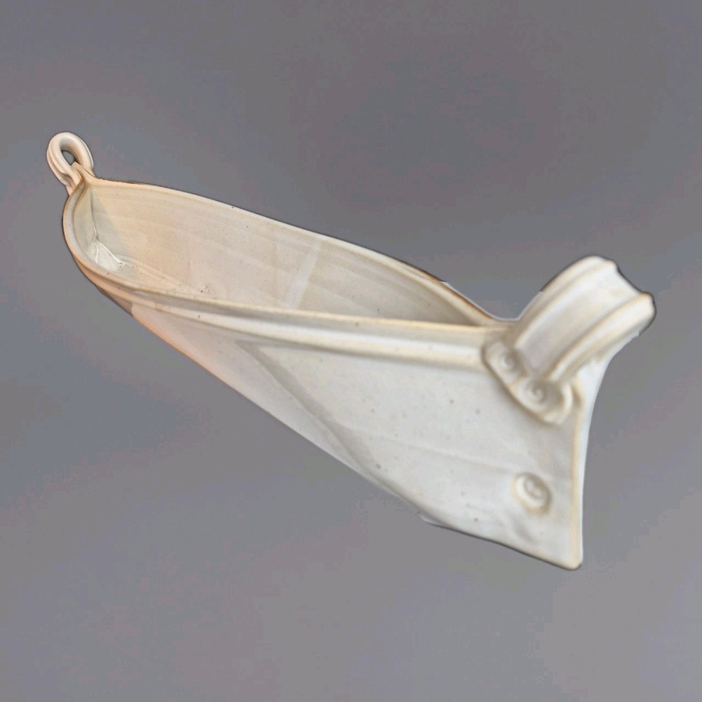 Vtg Studio Pottery Canoe Boat Vessel 17.75