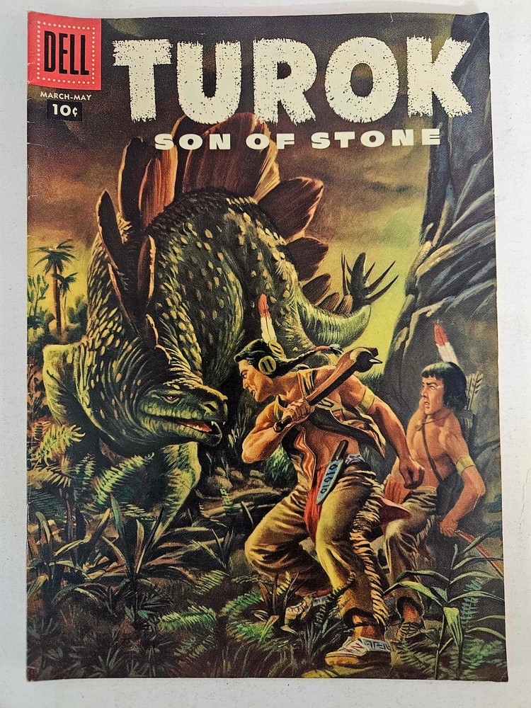 Turok Son of Stone #9 Dell Comics 1957 Painted Dinosaur Cover FN-