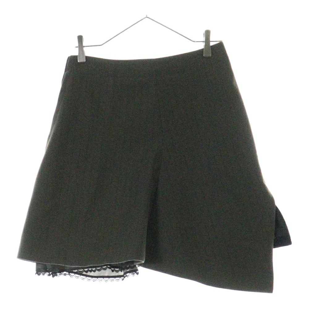 Sacai Wool Striped Hem Lace Skirt Black/Khaki Size 2 Used Japan Made