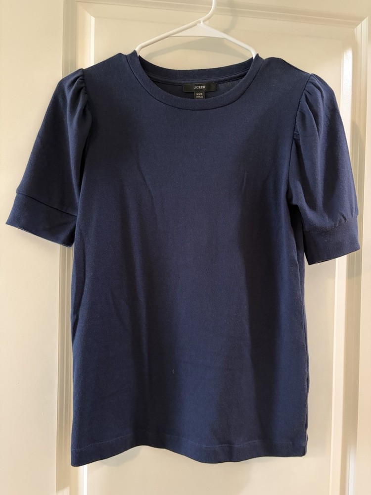 J.CREW Women's Navy Blue Knit Short Sleeve Crew Neck Shirt  XXS