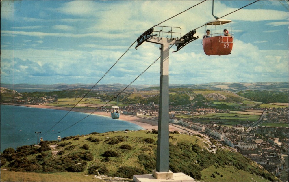Llandudno Wales United Kingdom Great Orme Chair Lift 1973 vintage postcard