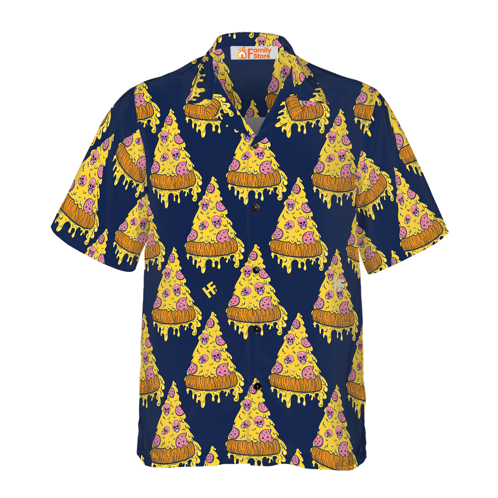 Pizza Skull Pattern Shirt Hawaiian Shirt For Men US Size Summer Style NEW