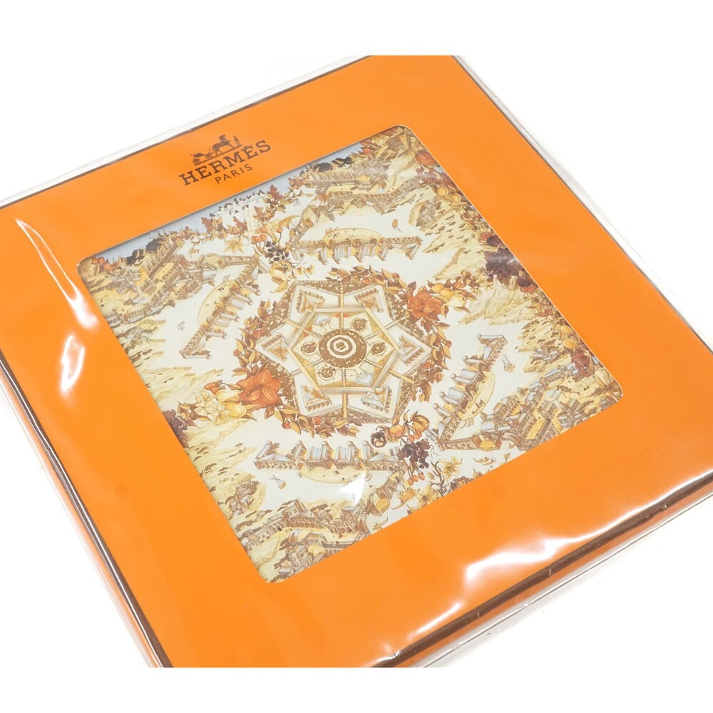 Hermes Carre 90 Paradis sur Terre Silk Scarf Blue Yellow Authentic With Box