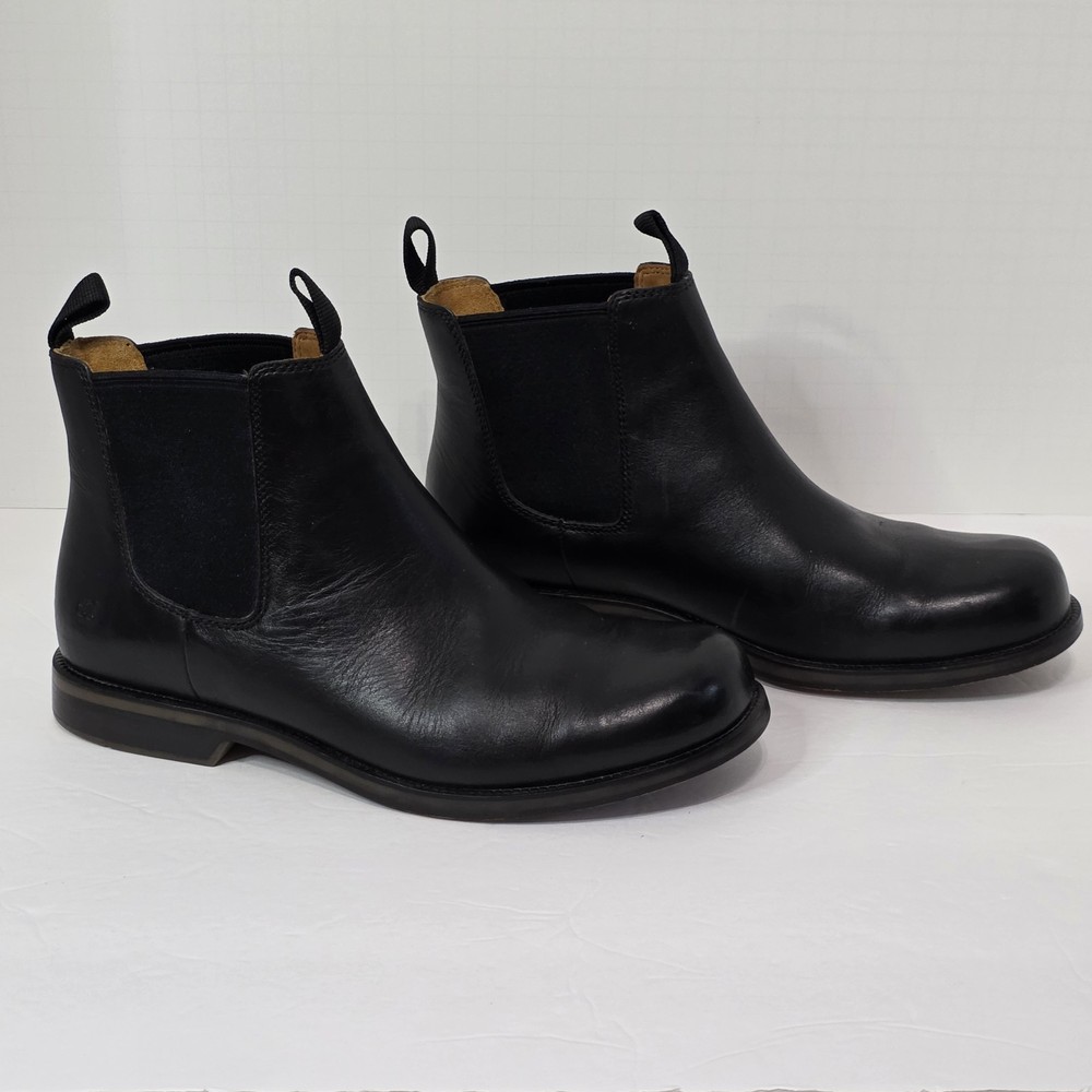 Timberland Mens Black Chelsea Boots Size 8.5 Leather Elastic Pull-On Comfort Design