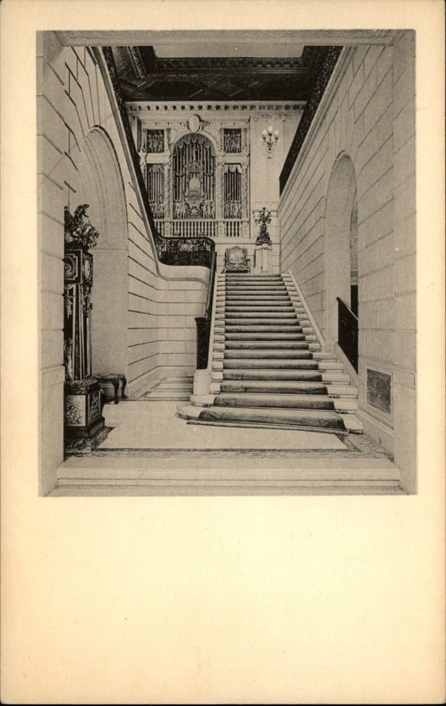 Stairway New York Frick Collection ~ vintage art postcard