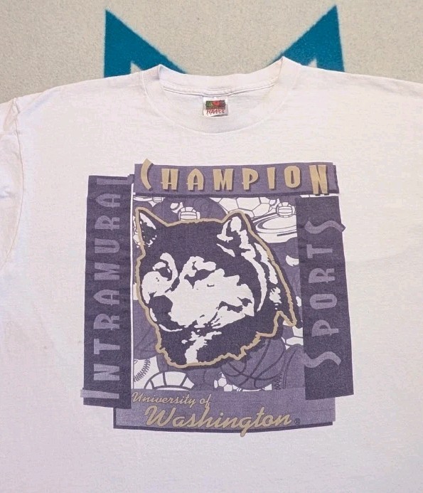 Vintage Washington Huskies Intramural Champion Football Shirt White XL