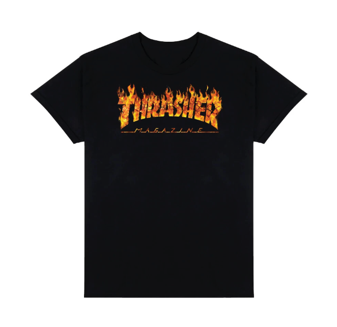 Thrasher Magazine INFERNO LOGO Skateboard T Shirt BLACK S-5XL