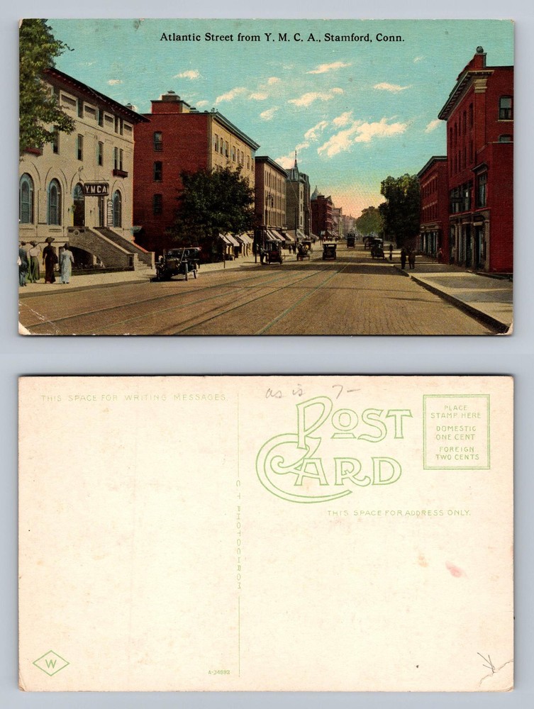 Stamford, CT-Connecticut, Atlantic Street YMCA View Souvenir PC Vintage Postcard