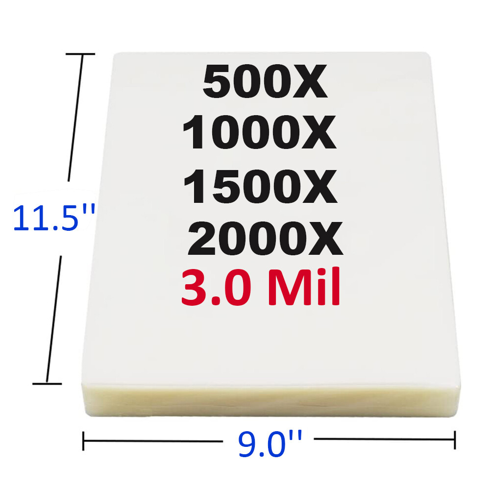 500-2000 Pack 3 mil Thermal Laminating Pouches Sheets 11.5'' X 9