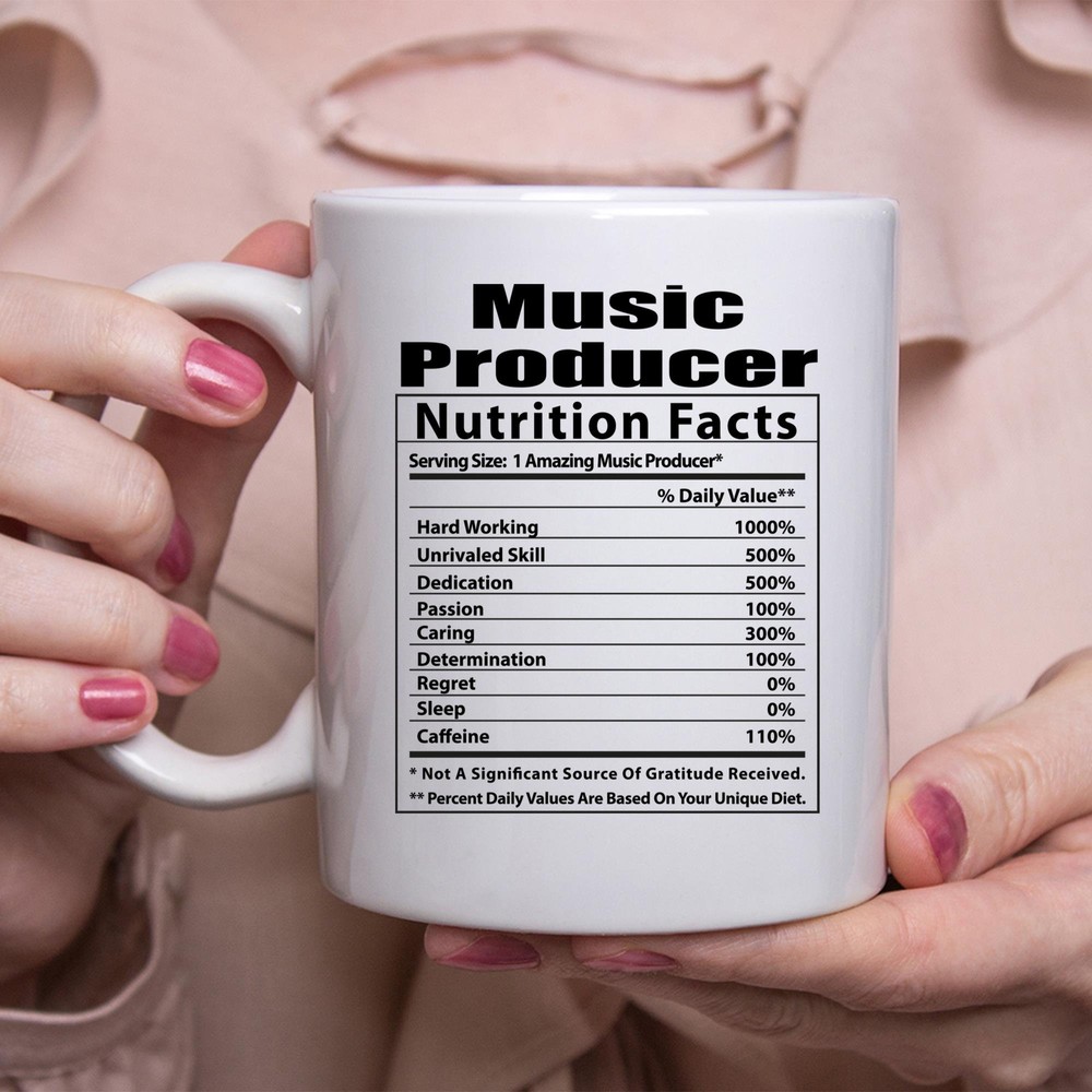 Funny Music Producer Nutritional Facts White Coffee Mug