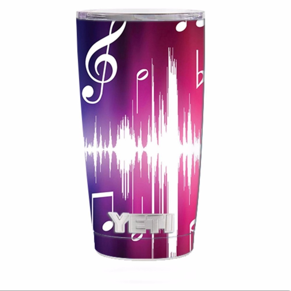 Skin Decal for Yeti 20 oz Rambler Tumbler / music notes glowing