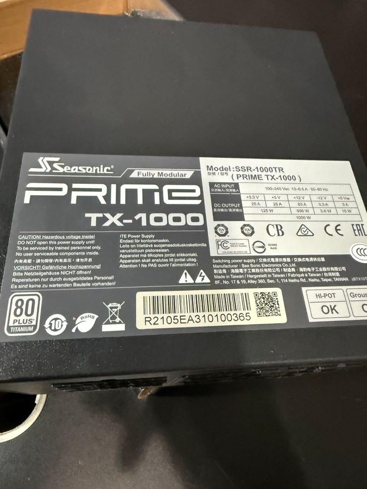 Seasonic Prime TX-1000W Platinum 80 Plus Power Supply Unit Fully Modular