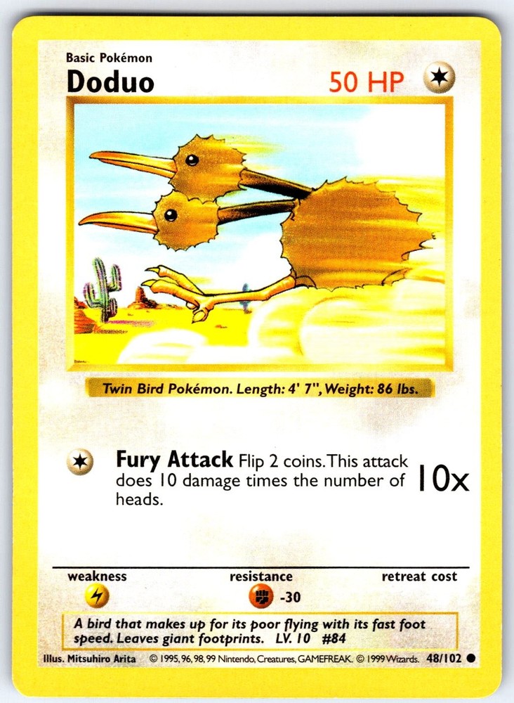DODUO - Pokemon - 48/102 Base Set Shadowless - Unlimited LP