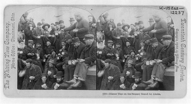 Photo of Stereograph,Dinner Time,Steamer Bound for Alaska,Gold Traveling,c1900
