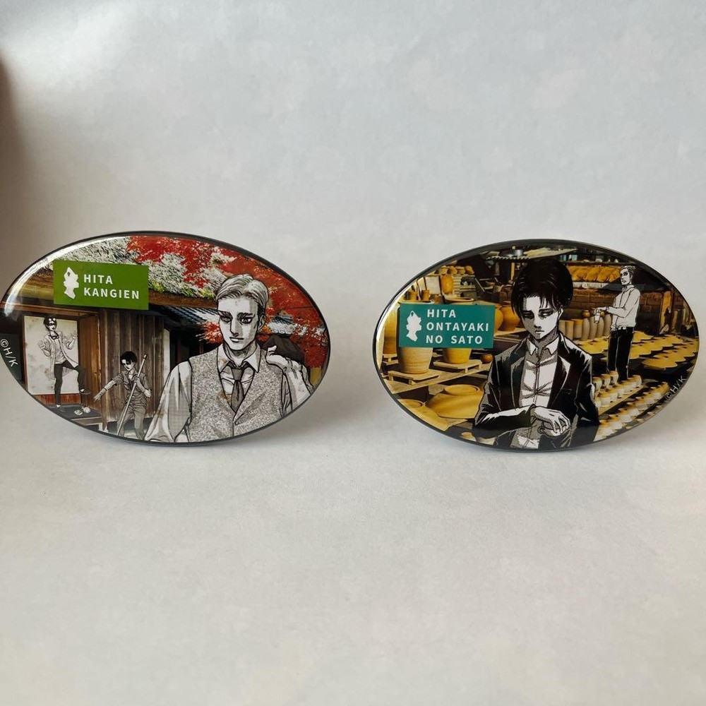 Attack on Titan Levi Ackerman Erwin Smith Stand Can Badge 2 Piece Set