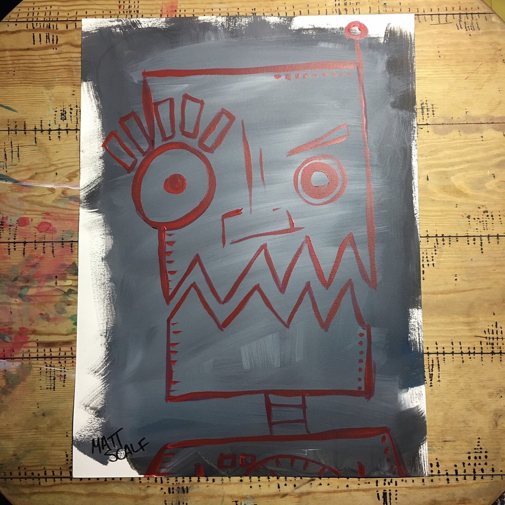 Matt Scalf 18x24 Robot Character Abstract Street Art Graffiti Collectible Signed