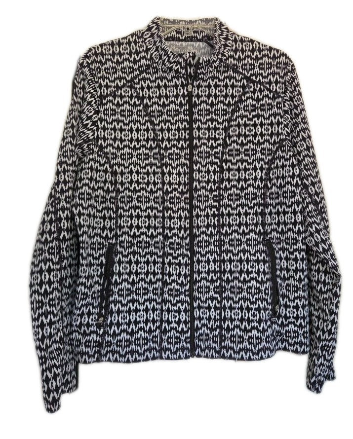 Coolibar Malawi Swim Jacket Geometric Print  UPF 50+ XL Black White Women