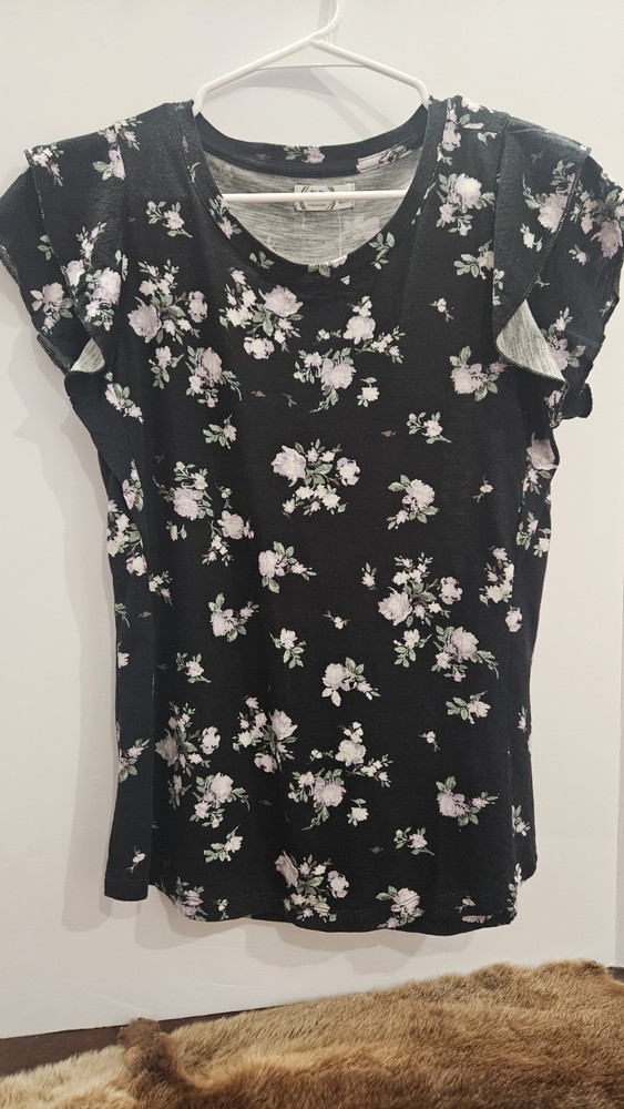 MAURICES 24/7 Women's Short Sleeve Floral Blouse Size Small