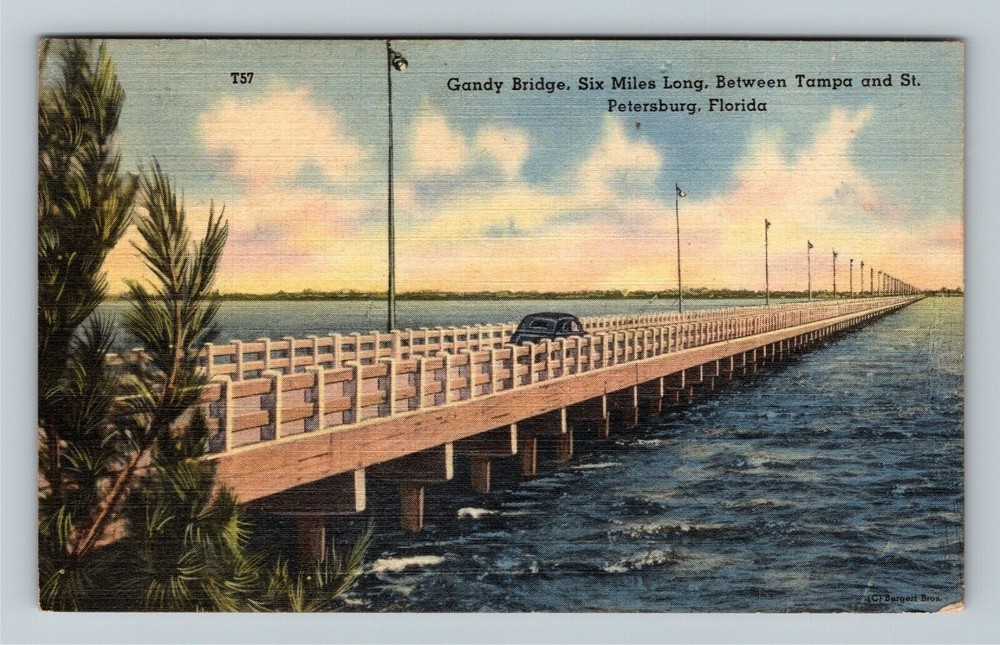 Tampa, FL-Florida, Gandy Bridge Vintage Souvenir Postcard