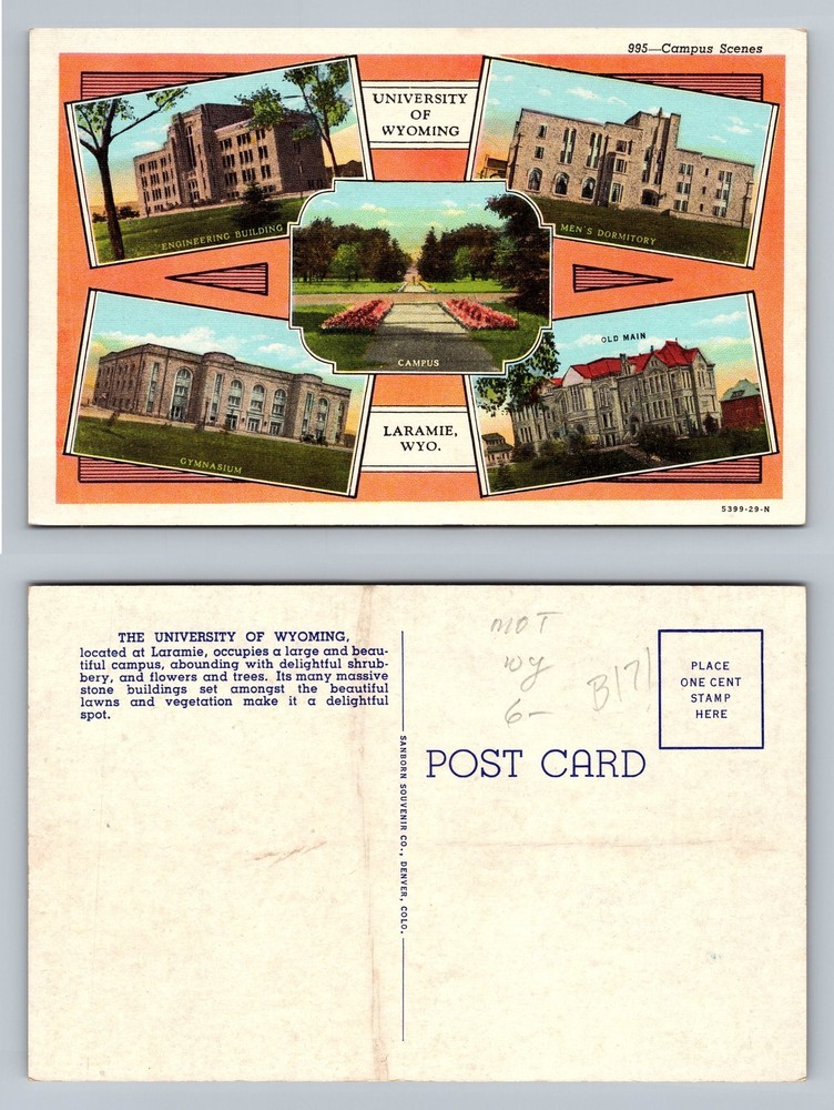 Laramie, WY-Wyoming, Univ Campus Multi-View Buildings Vintage Postcard