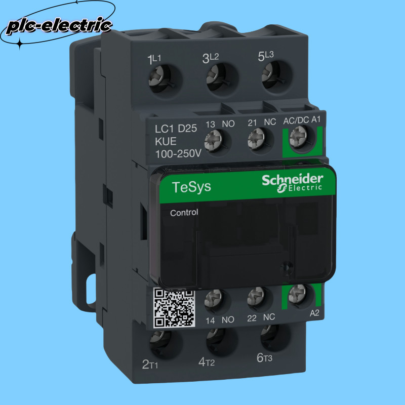 LC1D25KUE NEW Schneider 25A, 15HP at 480VAC, 3phase, 3NO, 100/250VAC/VDC coil