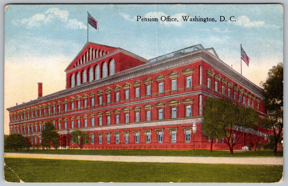 Antique Postcard Pension Office Building Washington, DC 1910s