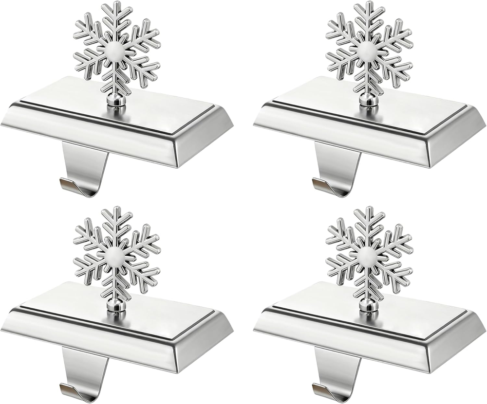 Stocking Holders for Mantle, 4 Pcs Weighted Christmas Stocking Holder, Magnetic