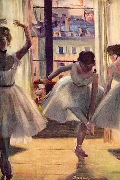 Three Dancers in a Practice Room by Edgar Degas - Art Print