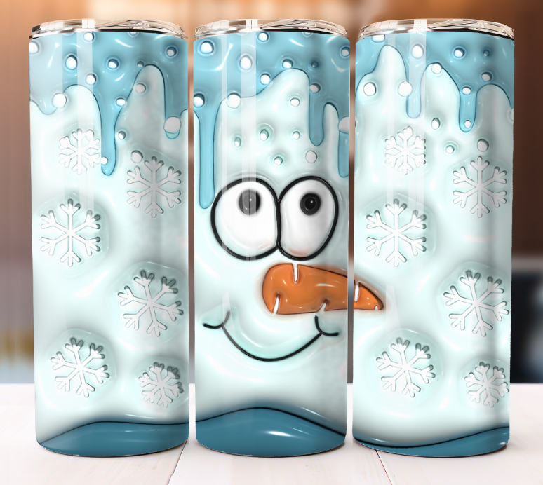 Snowman Inflated Tumbler 20oz Skinny Cup Mug Stainless Steel