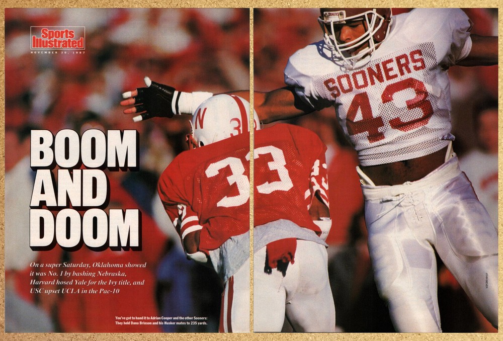 Sports Illustrated Boom and Doom Sooners - 2 Page Vintage Print Poster Art 1987