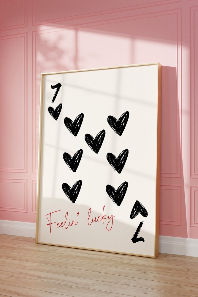 Trendy Lucky You Poster 7 Of Hearts Print Trendy Retro Wall Art Retro Trendy