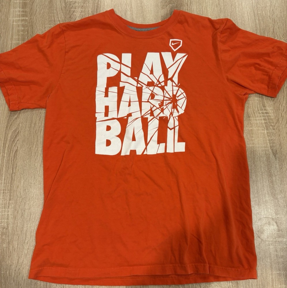 Nike Mens Short Sleeve Graphic Baseball T Shirt Orange Size M