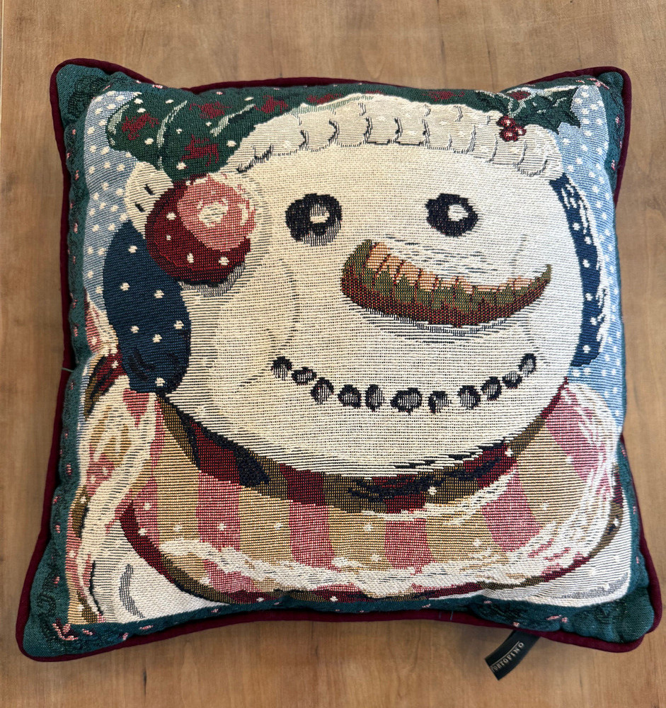 Portofino Tapestry Throw Accent Pillow Snowman Christmas  15