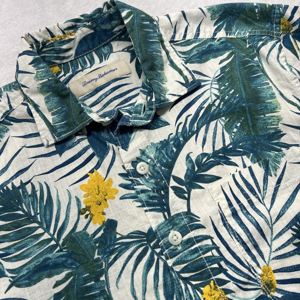 Tommy Bahama Button Up Short Sleeve Pocket Shirt Men S Blue Hawaiian