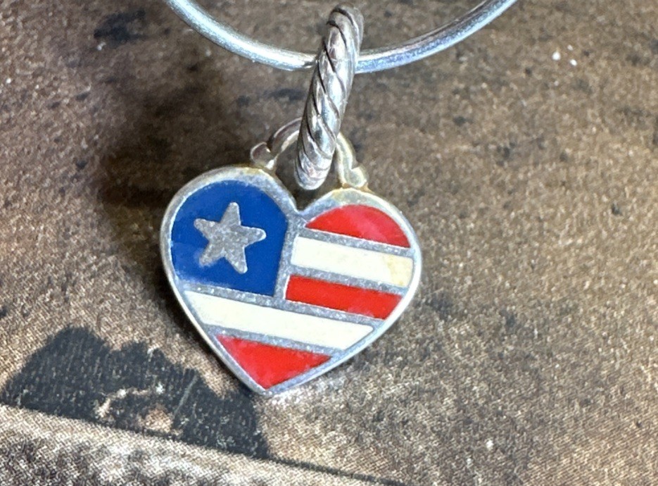 Brighton Patriotic Red White & Blue Enamel Heart Charm Bead Washington DC