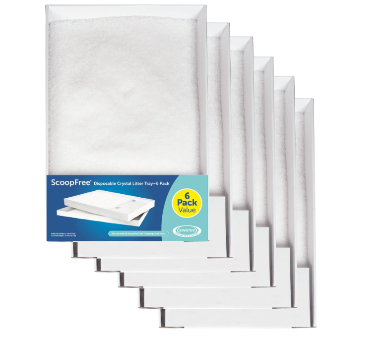 PetSafe ScoopFree Cat Litter Trays, Fragrance-Free, Silica Crystals, 6-Pack