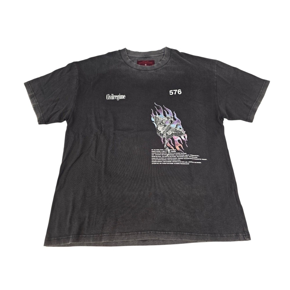 Civil Regime , Seeds Of Life Faded Oversize T-Shirt Streetwear Tee Mens M