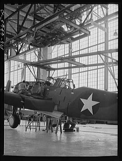 Photo:Vultee Corporation Aircraft Plant 1940s B-? Fighter Assembly Hangar