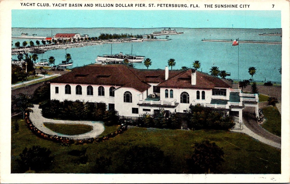 Dr Jim Stamps Postcard Yacht Club Yacht Basin Million Dollar Pier St Petersburg