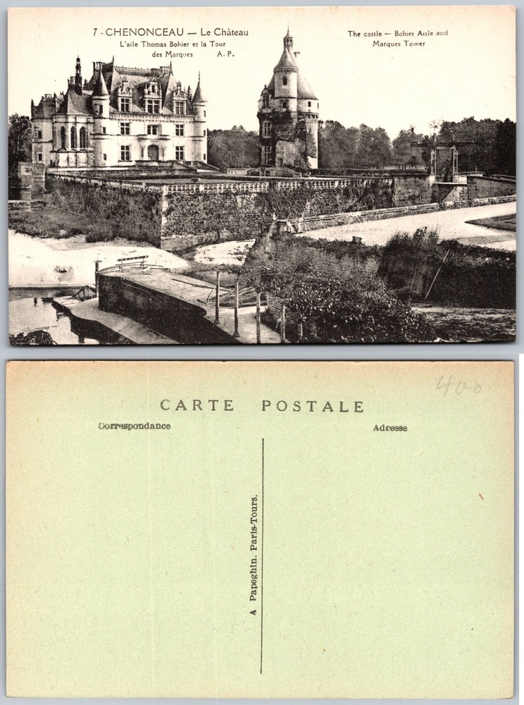 Chenonceau France Chateau Marques Tower Postcard