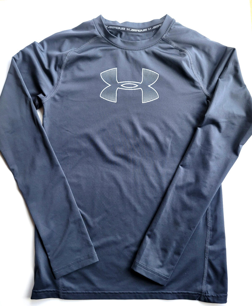 Under Armour Youth Large Long Sleeve Shirt Gray Loose Fit HeatGear YLG