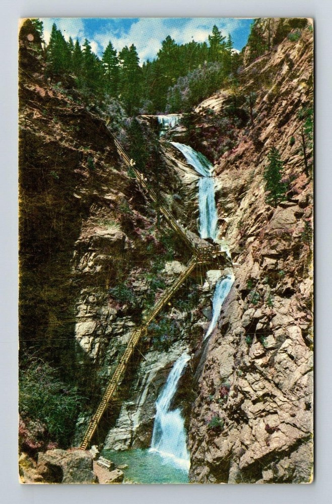 Colorado Springs CO-Colorado, Famous Seven Falls, Scenic View, Vintage Postcard