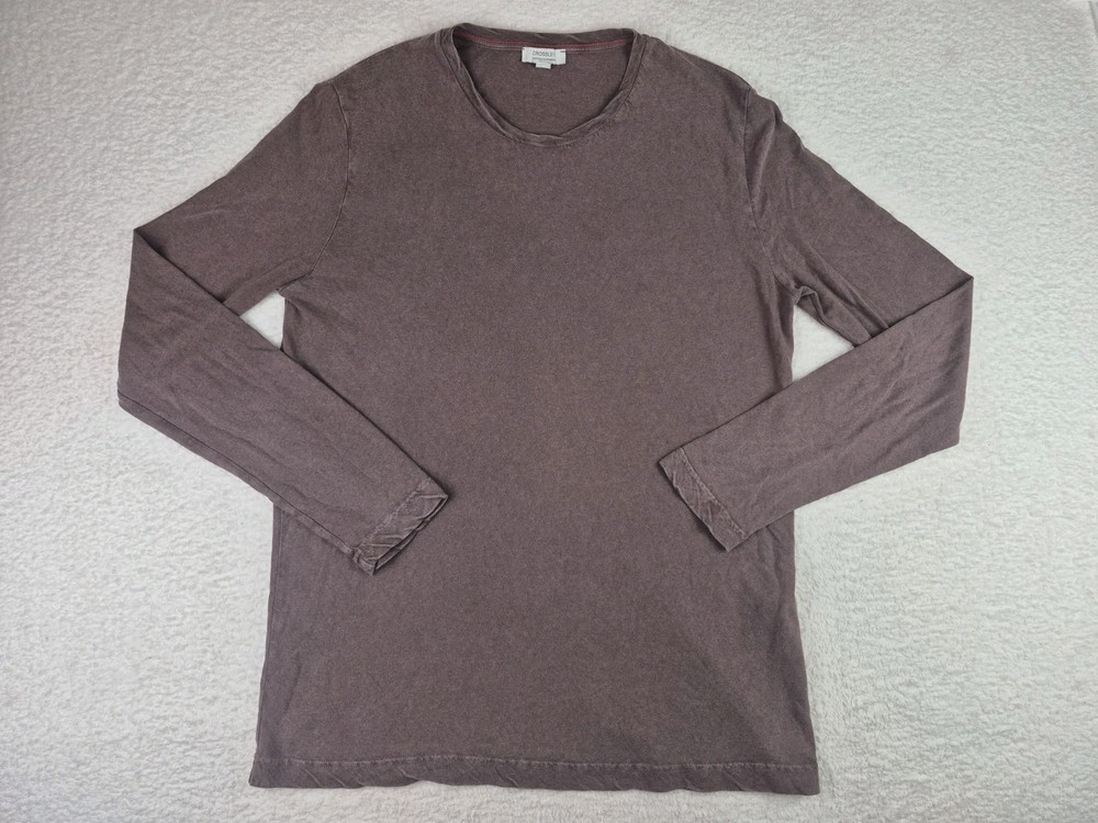 Crossley Cotton Cashmere Long Sleeve Brown T Shirt Mens XL Made in Italy