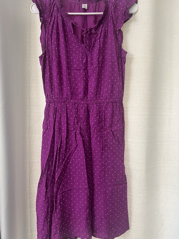 Old Navy Magenta Purple Polka Dot Dress Flutter Sleeve  Small Preppy Summer Flaw